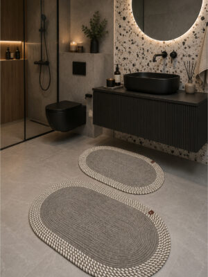Riva 2’li Jüt, Hasır, Banyo Paspas Takımı, Banyo Takım, Klozet Takımı 50×80 & 40×60 cm Dekoratif Paspas İç Ve Dış – görsel 9