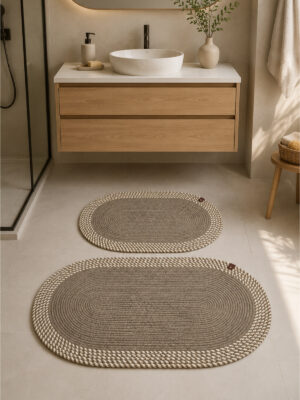 Riva 2’li Jüt, Hasır, Banyo Paspas Takımı, Banyo Takım, Klozet Takımı 50×80 & 40×60 cm Dekoratif Paspas İç Ve – görsel 10