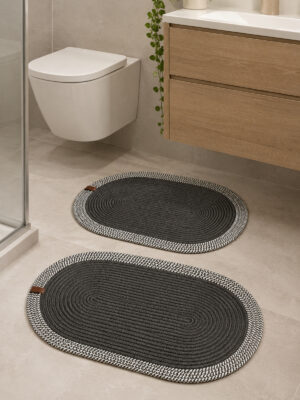 Riva 2’li Jüt, Hasır, Banyo Paspas Takımı, Banyo Takım, Klozet Takımı 50×80 & 40×60 cm Dekoratif Paspas İç Ve – görsel 13