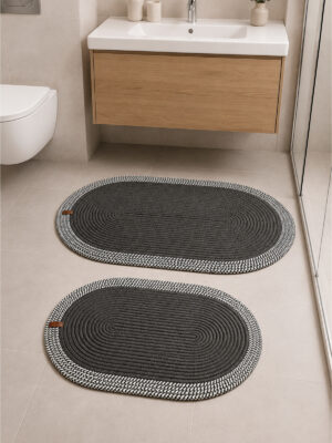 Riva 2’li Jüt, Hasır, Banyo Paspas Takımı, Banyo Takım, Klozet Takımı 50×80 & 40×60 cm Dekoratif Paspas İç Ve – görsel 15