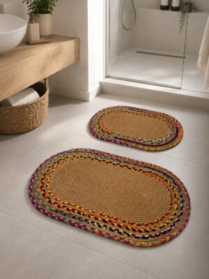 Riva 2’li Jüt, Hasır, Banyo Paspas Takımı, Banyo Takım, Klozet Takımı 50×80 & 40×60 cm Dekoratif Paspas İç Ve – görsel 21