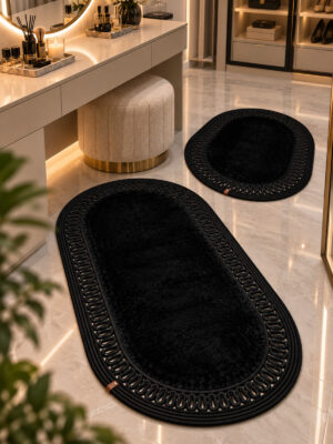 Nerissa 2'li Peluşlu Banyo Paspas Seti Yuvarlak ve Oval Paspas Takımları, Kaymaz Tabanlı, Yumuşak Dokulu, Şık ve Dekoratif Banyo Halısı, Modern Tasarım - Görsel 9