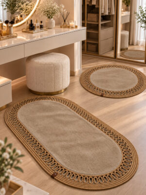 Nerissa 2'li Peluşlu Banyo Paspas Seti Yuvarlak ve Oval Paspas Takımları, Kaymaz Tabanlı, Yumuşak Dokulu, Şık ve Dekoratif Banyo Halısı, Modern Tasarım - Görsel 15