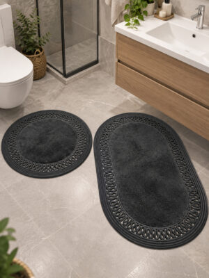 Nerissa 2'li Peluşlu Banyo Paspas Seti Yuvarlak ve Oval Paspas Takımları, Kaymaz Tabanlı, Yumuşak Dokulu, Şık ve Dekoratif Banyo Halısı, Modern Tasarım - Görsel 28