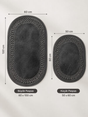 Nerissa 2'li Peluşlu Banyo Paspas Seti Yuvarlak ve Oval Paspas Takımları, Kaymaz Tabanlı, Yumuşak Dokulu, Şık ve Dekoratif Banyo Halısı, Modern Tasarım - Görsel 32