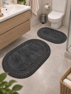 Nerissa 2'li Peluşlu Banyo Paspas Seti Yuvarlak ve Oval Paspas Takımları, Kaymaz Tabanlı, Yumuşak Dokulu, Şık ve Dekoratif Banyo Halısı, Modern Tasarım - Görsel 34
