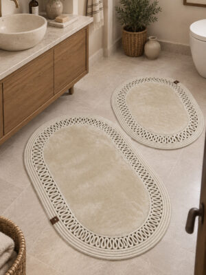 Nerissa 2'li Peluşlu Banyo Paspas Seti Yuvarlak ve Oval Paspas Takımları, Kaymaz Tabanlı, Yumuşak Dokulu, Şık ve Dekoratif Banyo Halısı, Modern Tasarım - Görsel 38