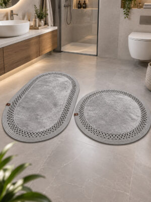 Nerissa 2'li Peluşlu Banyo Paspas Seti Yuvarlak ve Oval Paspas Takımları, Kaymaz Tabanlı, Yumuşak Dokulu, Şık ve Dekoratif Banyo Halısı, Modern Tasarım - Görsel 42