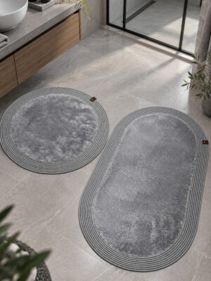Nerissa 2'li Peluşlu Banyo Paspas Seti Yuvarlak ve Oval Paspas Takımları, Kaymaz Tabanlı, Yumuşak Dokulu, Şık ve Dekoratif Banyo Halısı, Modern Tasarım - Görsel 48
