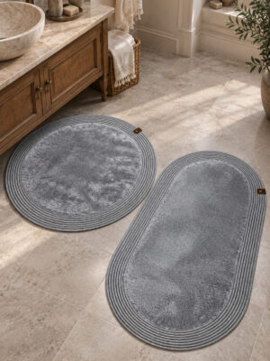 Nerissa 2'li Peluşlu Banyo Paspas Seti Yuvarlak ve Oval Paspas Takımları, Kaymaz Tabanlı, Yumuşak Dokulu, Şık ve Dekoratif Banyo Halısı, Modern Tasarım - Görsel 49
