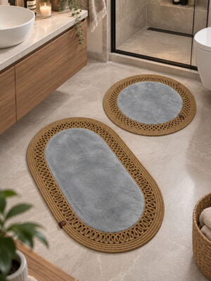 Nerissa 2'li Peluşlu Banyo Paspas Seti Yuvarlak ve Oval Paspas Takımları, Kaymaz Tabanlı, Yumuşak Dokulu, Şık ve Dekoratif Banyo Halısı, Modern Tasarım - Görsel 54