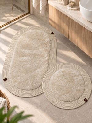Nerissa 2'li Peluşlu Banyo Paspas Seti Yuvarlak ve Oval Paspas Takımları, Kaymaz Tabanlı, Yumuşak Dokulu, Şık ve Dekoratif Banyo Halısı, Modern Tasarım - Görsel 58