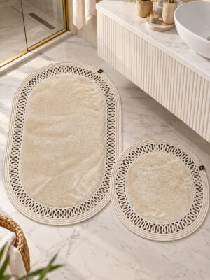 Nerissa 2'li Peluşlu Banyo Paspas Seti Yuvarlak ve Oval Paspas Takımları, Kaymaz Tabanlı, Yumuşak Dokulu, Şık ve Dekoratif Banyo Halısı, Modern Tasarım - Görsel 66
