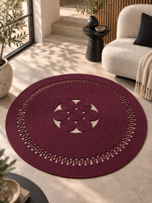 Arenza Doğal Hasır Jüt Halat Yuvarlak Kilim El Örgüsü Dekoratif Halı Salon Oturma Odası Yatak Odası Antre Balkon Bohem Jüt Görünümlü Modern Tasarım - Görsel 13