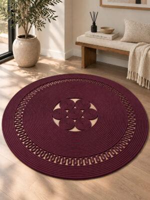 Arenza Doğal Hasır Jüt Halat Yuvarlak Kilim El Örgüsü Dekoratif Halı Salon Oturma Odası Yatak Odası Antre Balkon Bohem Jüt Görünümlü Modern Tasarım - Görsel 15