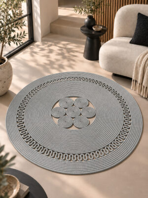 Arenza Doğal Hasır Jüt Halat Yuvarlak Kilim El Örgüsü Dekoratif Halı Salon Oturma Odası Yatak Odası Antre Balkon Bohem Jüt Görünümlü Modern Tasarım - Görsel 42