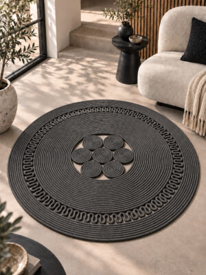 Arenza Doğal Hasır Jüt Halat Yuvarlak Kilim El Örgüsü Dekoratif Halı Salon Oturma Odası Yatak Odası Antre Balkon Bohem Jüt Görünümlü Modern Tasarım - Görsel 50