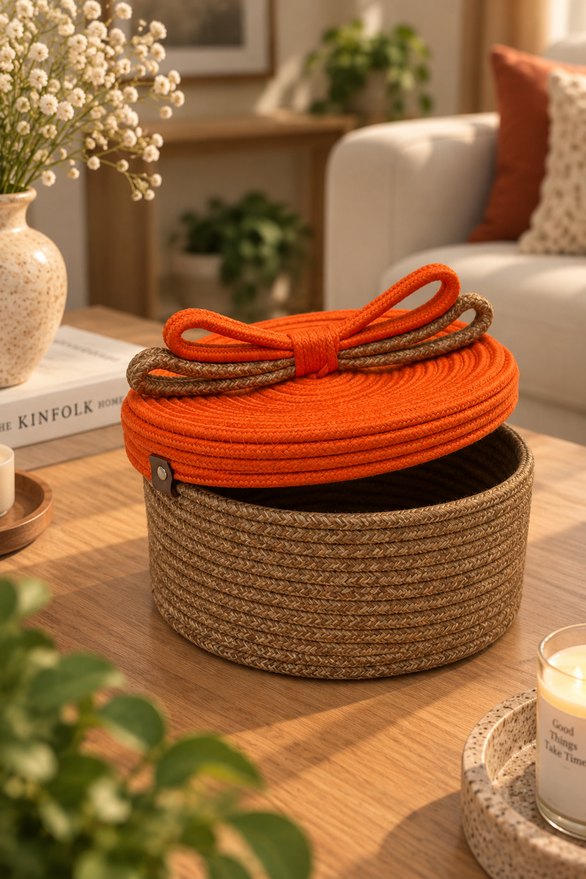 Christmas Hasır Halatlı Dekoratif 12x23 Kapaklı Hasır Halat Sepet Örgü Halat Sepet Organizer Saklama Kutusu Ev Ofis Mutfak Banyo Yatak Odası Çok Amaçlı - Görsel 29