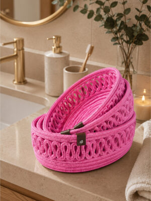 VELONA Oval Set 3’lü Halat Sepet Banyo Organizer Dekoratif Düzenleyici El Yapımı Sepet Seti – görsel 20