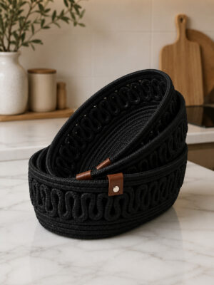 VELONA Oval Set 3’lü Halat Sepet Banyo Organizer Dekoratif Düzenleyici El Yapımı Sepet Seti – görsel 23