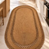 Arden Oval Jüt Kilim Hasır El Dokuma Doğal Hasır Örgü Dekoratif Halı Salon Yatak Odası Antre Mutfak Balkon Teras Bohem Ev