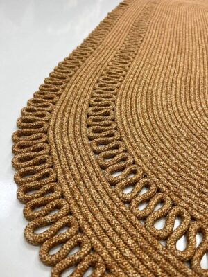 Alessa Doğal Oval Hasır Jüt Kilim Oval Dekoratif Örgü Kilim – Modern Bohem Tasarım, Şık ve Doğal Görünüm, Salon, Mutfak ve Antre Kullanımı Desenli, Dekoratif, Kilim, Salon Çeyizlik, Hediyelik - Görsel 3