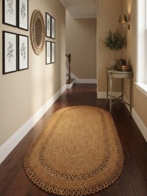 Alessa Doğal Oval Hasır Jüt Kilim Oval Dekoratif Örgü Kilim – Modern Bohem Tasarım, Şık ve Doğal Görünüm, Salon, Mutfak ve Antre Kullanımı Desenli, Dekoratif, Kilim, Salon Çeyizlik, Hediyelik - Görsel 8
