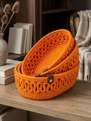 VELONA Oval Set 3’lü Halat Sepet Banyo Organizer Dekoratif Düzenleyici El Yapımı Sepet Seti – görsel 28