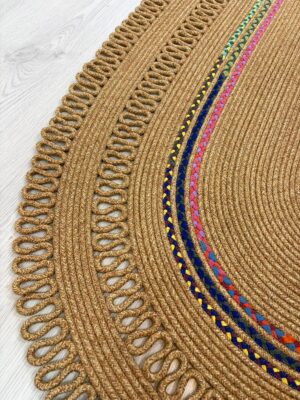 Alessa Doğal Oval Hasır Jüt Kilim Oval Dekoratif Örgü Kilim – Modern Bohem Tasarım, Şık ve Doğal Görünüm, Salon, Mutfak ve Antre Kullanımı Desenli, Dekoratif, Kilim, Salon Çeyizlik, Hediyelik - Görsel 10