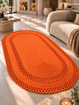 Alessa Doğal Oval Hasır Jüt Kilim Oval Dekoratif Örgü Kilim – Modern Bohem Tasarım, Şık ve Doğal Görünüm, Salon, Mutfak ve Antre Kullanımı Desenli, Dekoratif, Kilim, Salon Çeyizlik, Hediyelik - Görsel 15