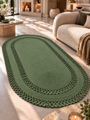 Alessa Doğal Oval Hasır Jüt Kilim Oval Dekoratif Örgü Kilim – Modern Bohem Tasarım, Şık ve Doğal Görünüm, Salon, Mutfak ve Antre Kullanımı Desenli, Dekoratif, Kilim, Salon Çeyizlik, Hediyelik - Görsel 23