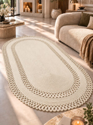 Alessa Doğal Oval Hasır Jüt Kilim Oval Dekoratif Örgü Kilim – Modern Bohem Tasarım, Şık ve Doğal Görünüm, Salon, Mutfak ve Antre Kullanımı Desenli, Dekoratif, Kilim, Salon Çeyizlik, Hediyelik - Görsel 31