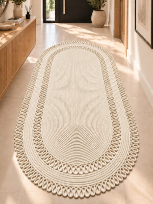 Alessa Doğal Oval Hasır Jüt Kilim Oval Dekoratif Örgü Kilim – Modern Bohem Tasarım, Şık ve Doğal Görünüm, Salon, Mutfak ve Antre Kullanımı Desenli, Dekoratif, Kilim, Salon Çeyizlik, Hediyelik - Görsel 32