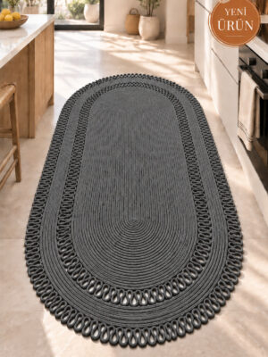 Alessa Doğal Oval Hasır Jüt Kilim Oval Dekoratif Örgü Kilim – Modern Bohem Tasarım, Şık ve Doğal Görünüm, Salon, Mutfak ve Antre Kullanımı Desenli, Dekoratif, Kilim, Salon Çeyizlik, Hediyelik - Görsel 37