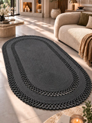 Alessa Doğal Oval Hasır Jüt Kilim Oval Dekoratif Örgü Kilim – Modern Bohem Tasarım, Şık ve Doğal Görünüm, Salon, Mutfak ve Antre Kullanımı Desenli, Dekoratif, Kilim, Salon Çeyizlik, Hediyelik - Görsel 39