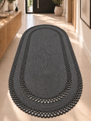 Alessa Doğal Oval Hasır Jüt Kilim Oval Dekoratif Örgü Kilim – Modern Bohem Tasarım, Şık ve Doğal Görünüm, Salon, Mutfak ve Antre Kullanımı Desenli, Dekoratif, Kilim, Salon Çeyizlik, Hediyelik - Görsel 40