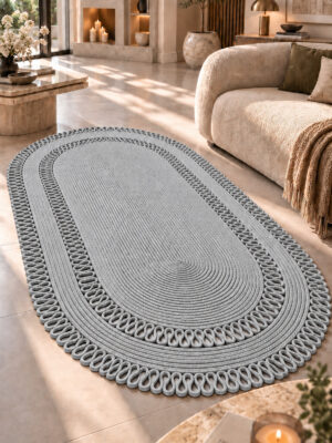 Alessa Doğal Oval Hasır Jüt Kilim Oval Dekoratif Örgü Kilim – Modern Bohem Tasarım, Şık ve Doğal Görünüm, Salon, Mutfak ve Antre Kullanımı Desenli, Dekoratif, Kilim, Salon Çeyizlik, Hediyelik - Görsel 43