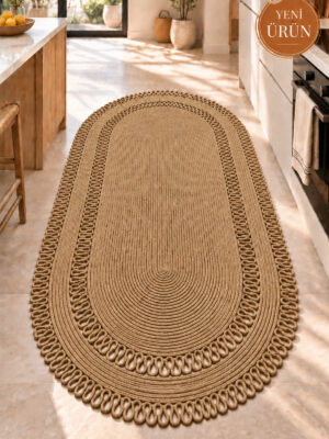 Alessa Doğal Oval Hasır Jüt Kilim Oval Dekoratif Örgü Kilim – Modern Bohem Tasarım, Şık ve Doğal Görünüm, Salon, Mutfak ve Antre Kullanımı Desenli, Dekoratif, Kilim, Salon Çeyizlik, Hediyelik - Görsel 45
