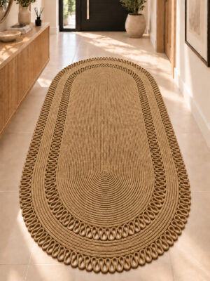 Alessa Doğal Oval Hasır Jüt Kilim Oval Dekoratif Örgü Kilim – Modern Bohem Tasarım, Şık ve Doğal Görünüm, Salon, Mutfak ve Antre Kullanımı Desenli, Dekoratif, Kilim, Salon Çeyizlik, Hediyelik - Görsel 48