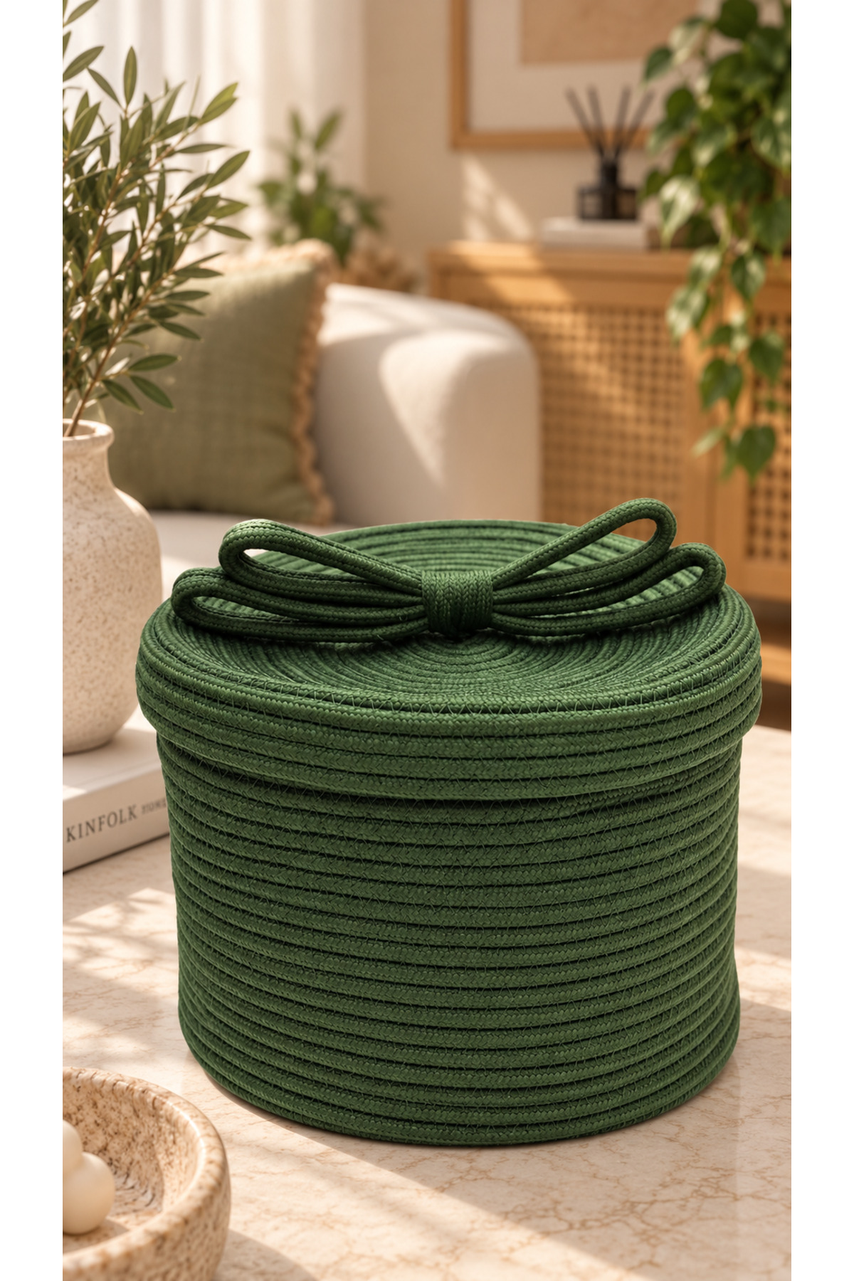 Christmas Hasır Halatlı Dekoratif 20x26 Kapaklı Hasır Halat Sepet Örgü Halat Sepet Organizer Saklama Kutusu Ev Ofis Mutfak Banyo Yatak Odası Çok Amaçlı - Görsel 30