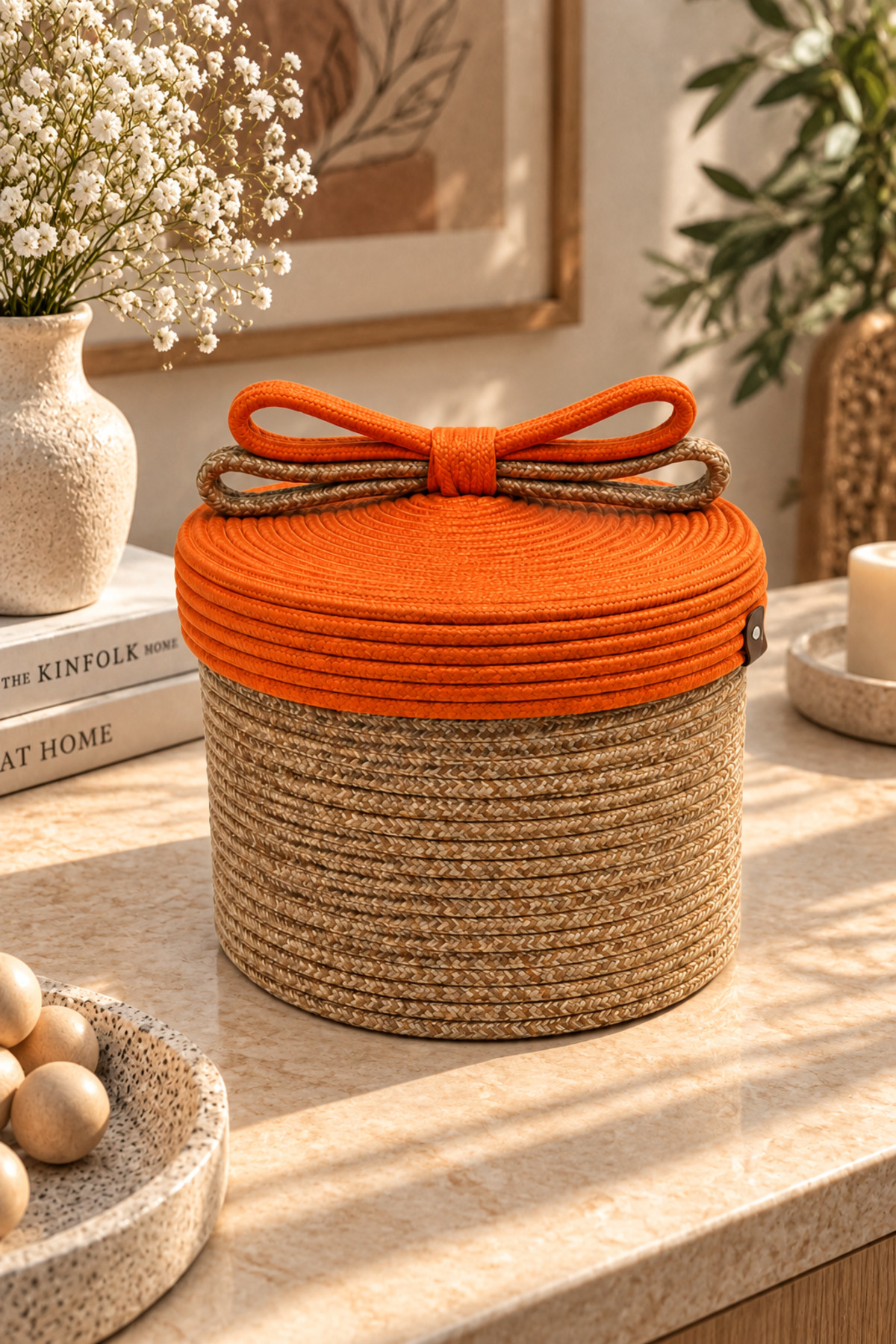 Christmas Hasır Halatlı Dekoratif 20x26 Kapaklı Hasır Halat Sepet Örgü Halat Sepet Organizer Saklama Kutusu Ev Ofis Mutfak Banyo Yatak Odası Çok Amaçlı - Görsel 38