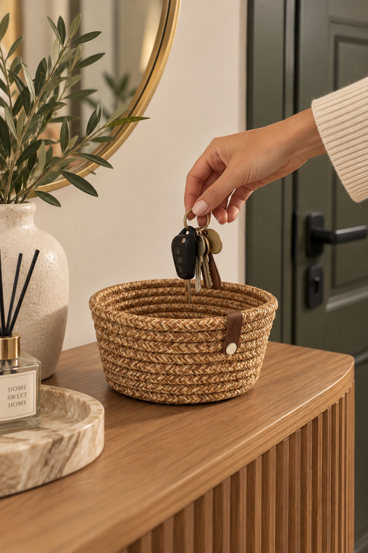 Fleur Dekoratif Hasır Organizer Sepet – Vestiyer, Antre Düzenleyici, Anahtar Kutusu, El Yapımı Örgü Dekoratif Sepet 15x10 cm - Görsel 26