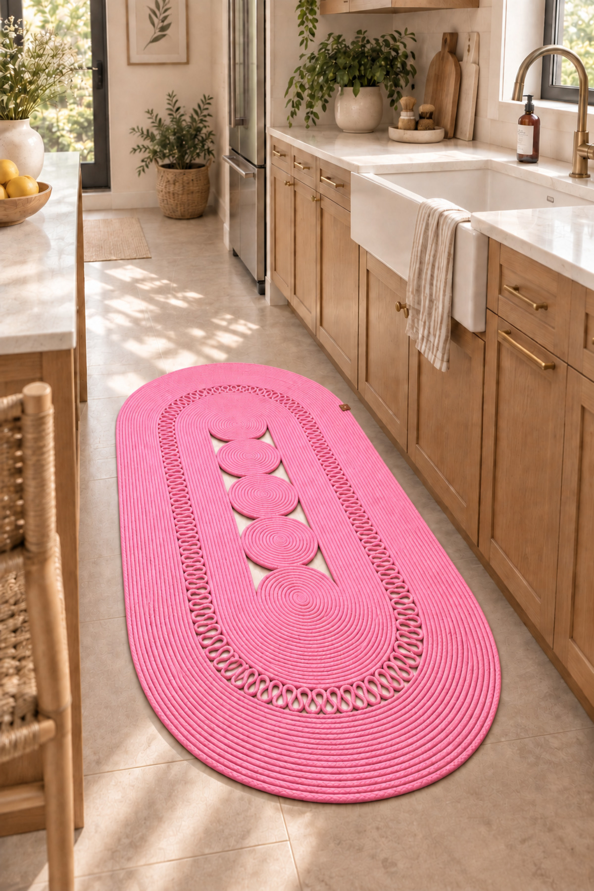 Nola Doğal Hasır Jüt Kilim Dekoratif Örgü Tasarım Oval Salon, Antre, Mutfak ve Koridor Halısı Bohem Ev Dekorasyonu Şık, Modern Doğal Görünümlü Ev Tekstili - Görsel 7