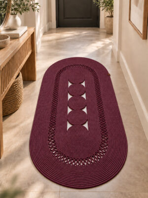 Nola Doğal Hasır Jüt Kilim Dekoratif Örgü Tasarım Oval Salon, Antre, Mutfak ve Koridor Halısı Bohem Ev Dekorasyonu Şık, Modern Doğal Görünümlü Ev Tekstili - Görsel 11