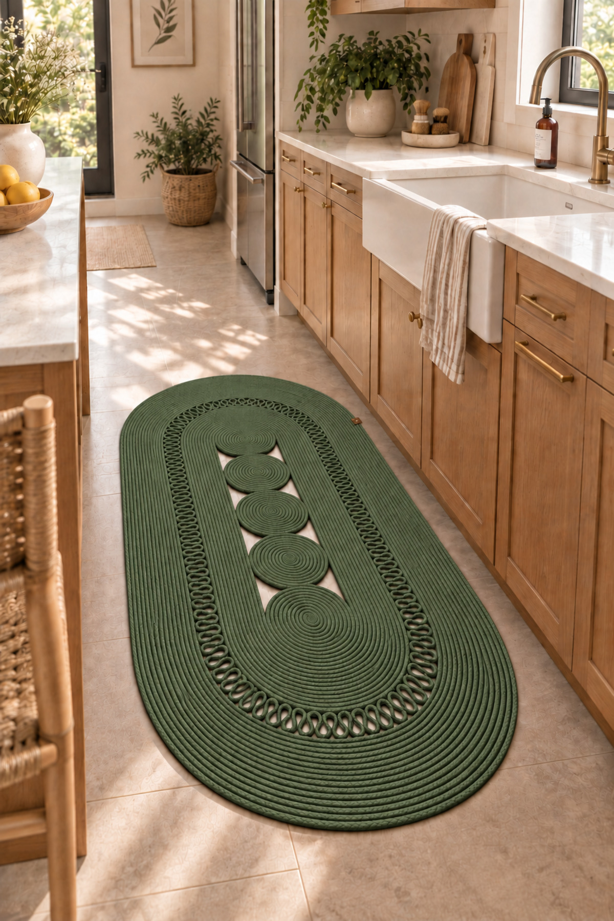 Nola Doğal Hasır Jüt Kilim Dekoratif Örgü Tasarım Oval Salon, Antre, Mutfak ve Koridor Halısı Bohem Ev Dekorasyonu Şık, Modern Doğal Görünümlü Ev Tekstili - Görsel 14