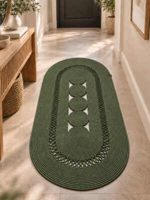 Nola Doğal Hasır Jüt Kilim Dekoratif Örgü Tasarım Oval Salon, Antre, Mutfak ve Koridor Halısı Bohem Ev Dekorasyonu Şık, Modern Doğal Görünümlü Ev Tekstili - Görsel 15