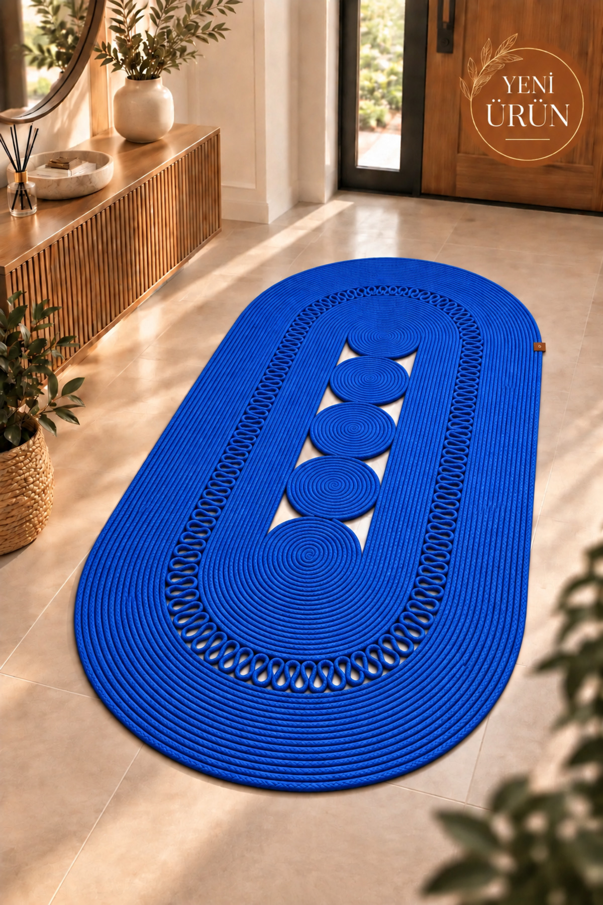 Nola Doğal Hasır Jüt Kilim Dekoratif Örgü Tasarım Oval Salon, Antre, Mutfak ve Koridor Halısı Bohem Ev Dekorasyonu Şık, Modern Doğal Görünümlü Ev Tekstili - Görsel 20