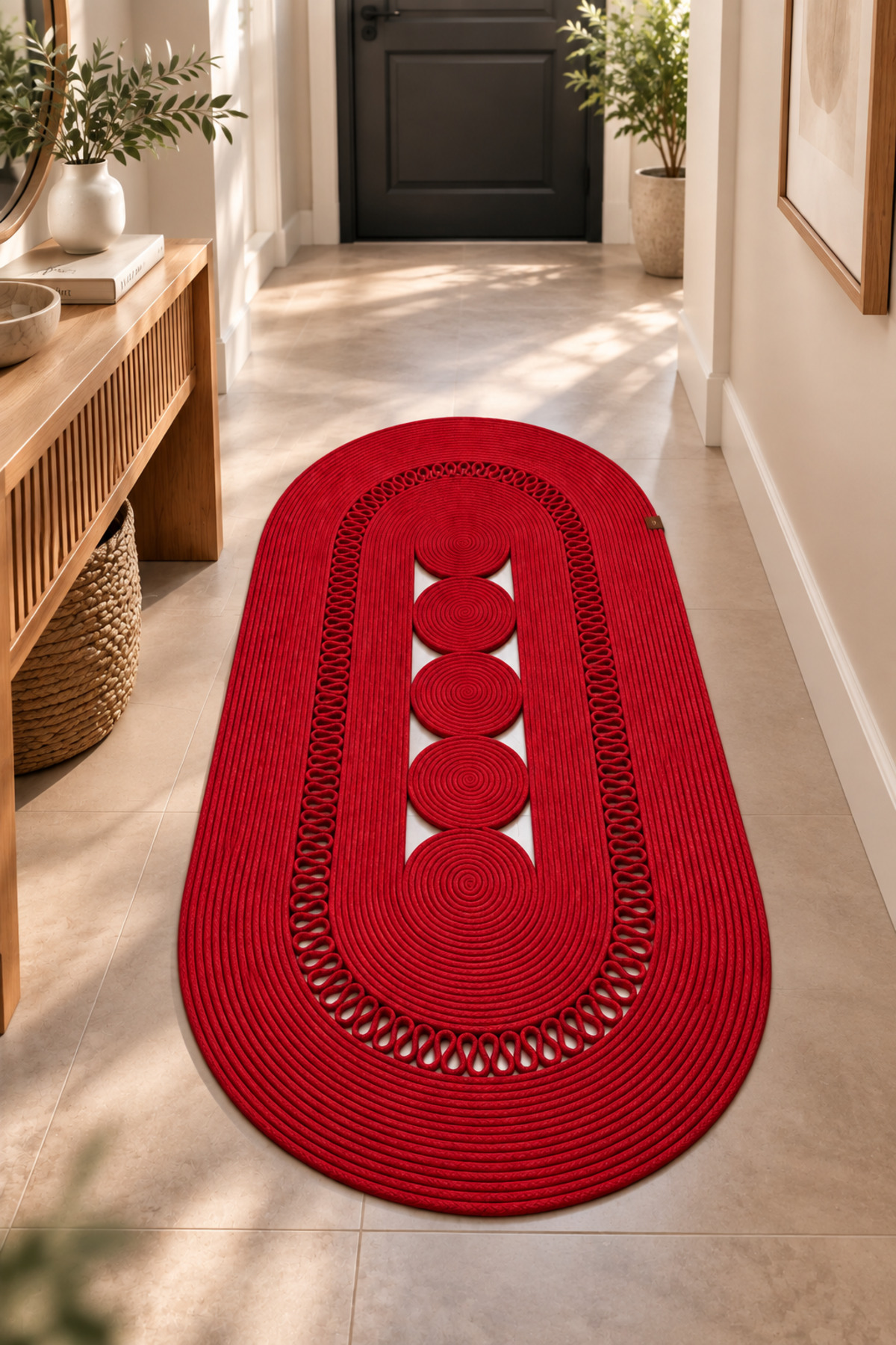 Nola Doğal Hasır Jüt Kilim Dekoratif Örgü Tasarım Oval Salon, Antre, Mutfak ve Koridor Halısı Bohem Ev Dekorasyonu Şık, Modern Doğal Görünümlü Ev Tekstili - Görsel 23