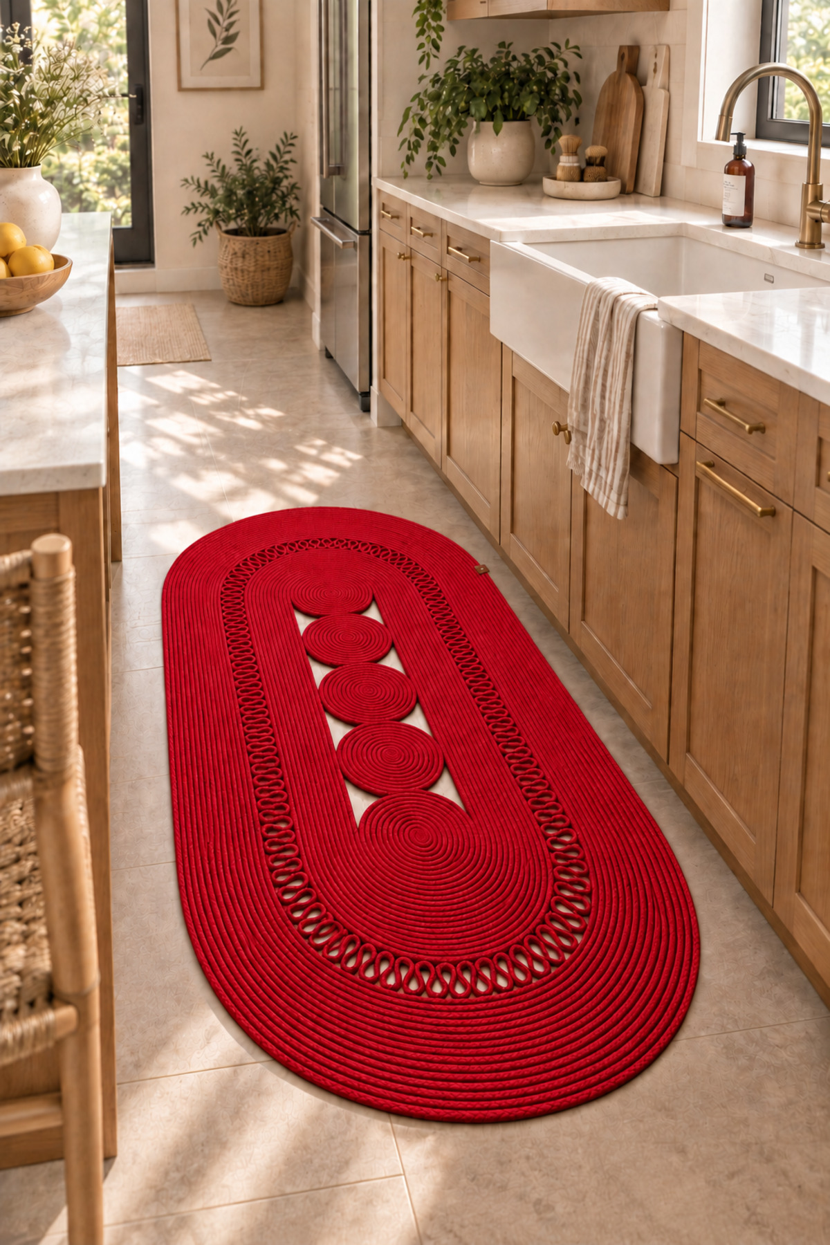 Nola Doğal Hasır Jüt Kilim Dekoratif Örgü Tasarım Oval Salon, Antre, Mutfak ve Koridor Halısı Bohem Ev Dekorasyonu Şık, Modern Doğal Görünümlü Ev Tekstili - Görsel 25