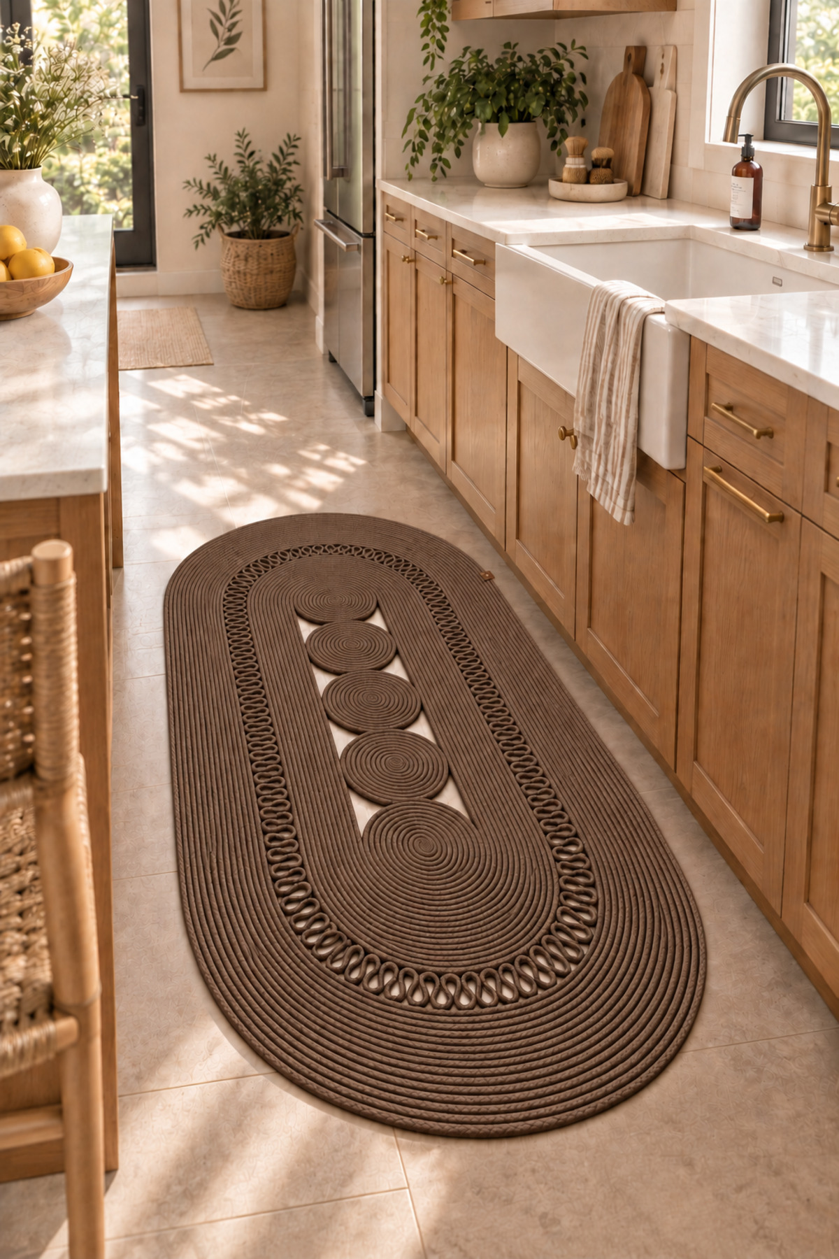 Nola Doğal Hasır Jüt Kilim Dekoratif Örgü Tasarım Oval Salon, Antre, Mutfak ve Koridor Halısı Bohem Ev Dekorasyonu Şık, Modern Doğal Görünümlü Ev Tekstili - Görsel 29